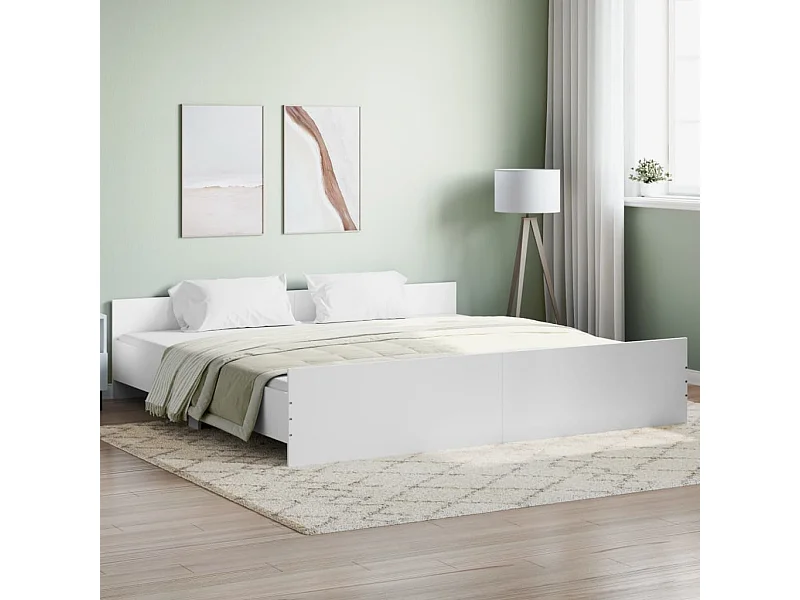 Lit-180x200 cm avec tête de lit et pied de lit blanc EGGB47728