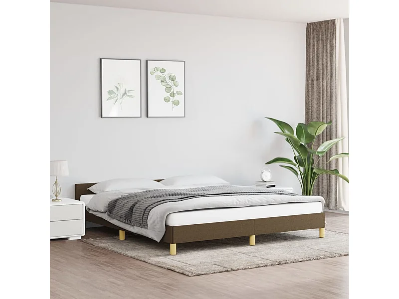 Cama 160x200 cm tecido castanho-escuro PT560963