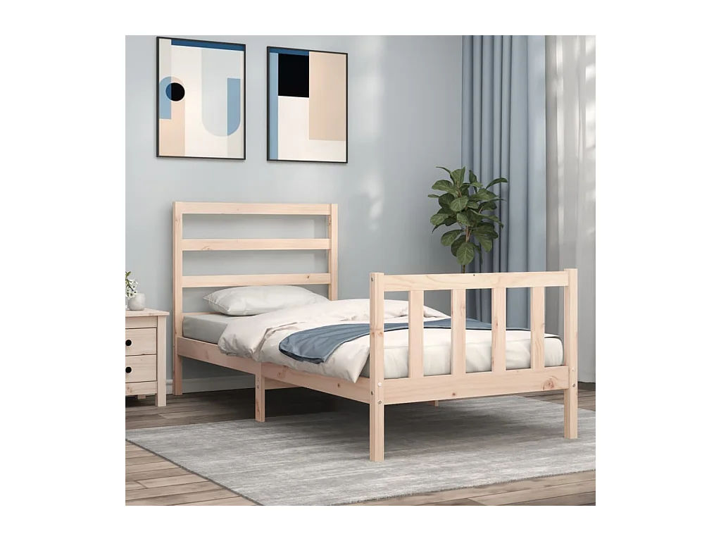 Lit-90x200 cm avec tête de lit bois massif EGGB54181