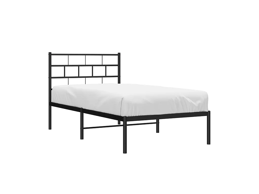 Cama 90x190 cm con cabecero metal negro ES72485