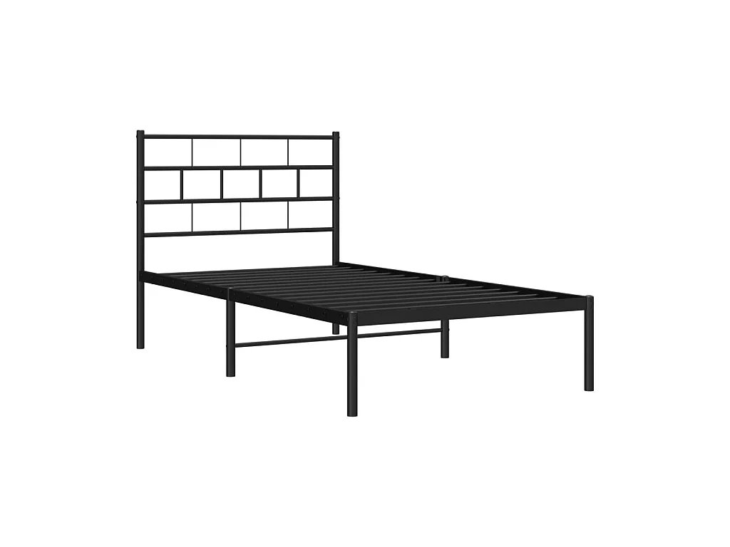 Cama 90x190 cm con cabecero metal negro ES72485