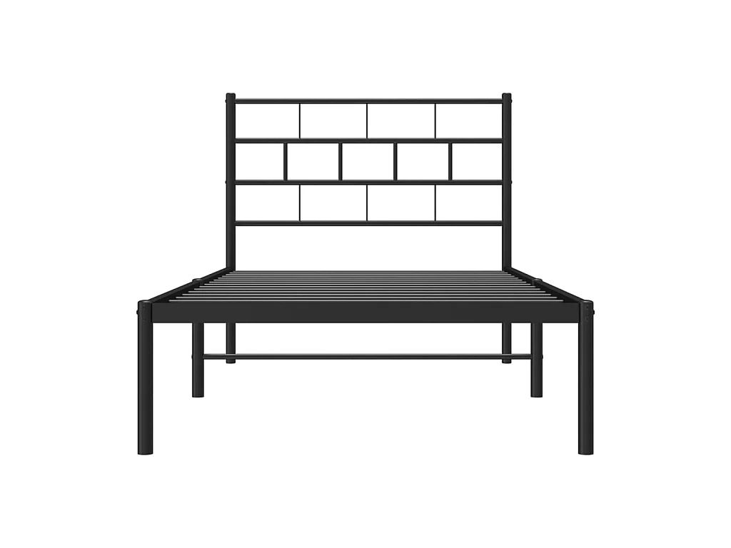 Cama 90x190 cm con cabecero metal negro ES72485