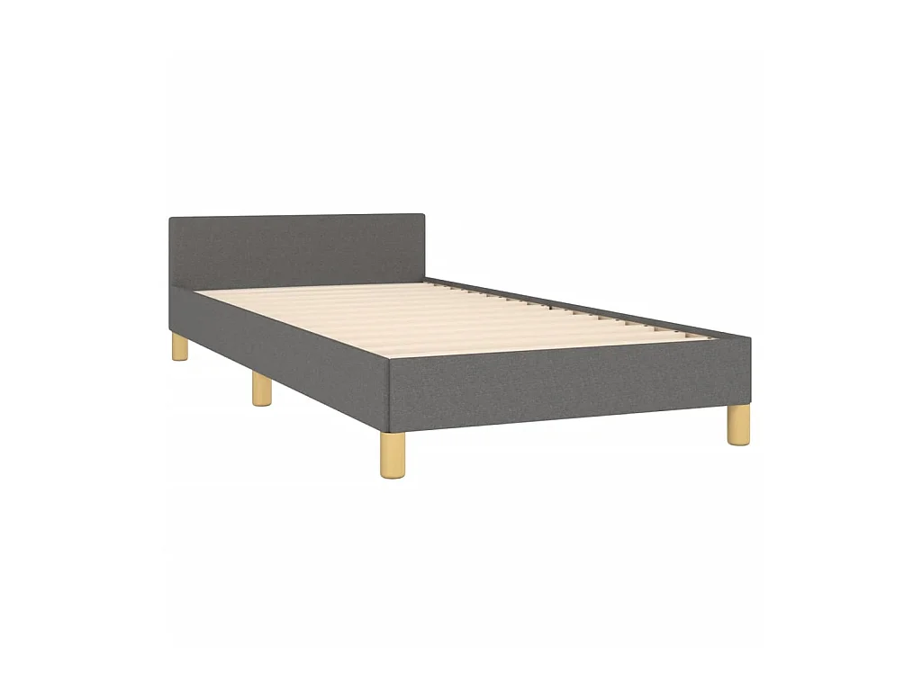 Cama 100x200 cm con cabecero de tela gris oscuro ES32093