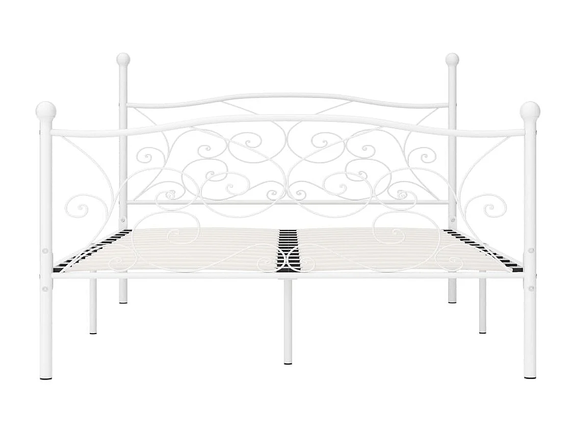 Cama com estrado de ripas 140x200 cm metal branco PT405116