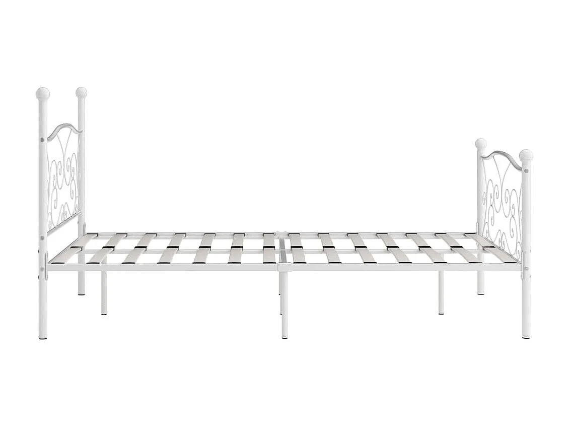 Cama com estrado de ripas 140x200 cm metal branco PT405116