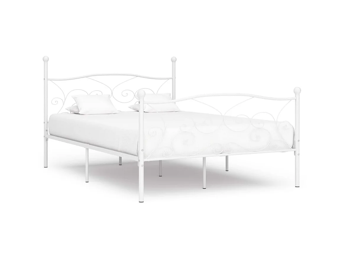 Lit-140x200 cm et sommier à lattes Blanc Métal EGGB89180