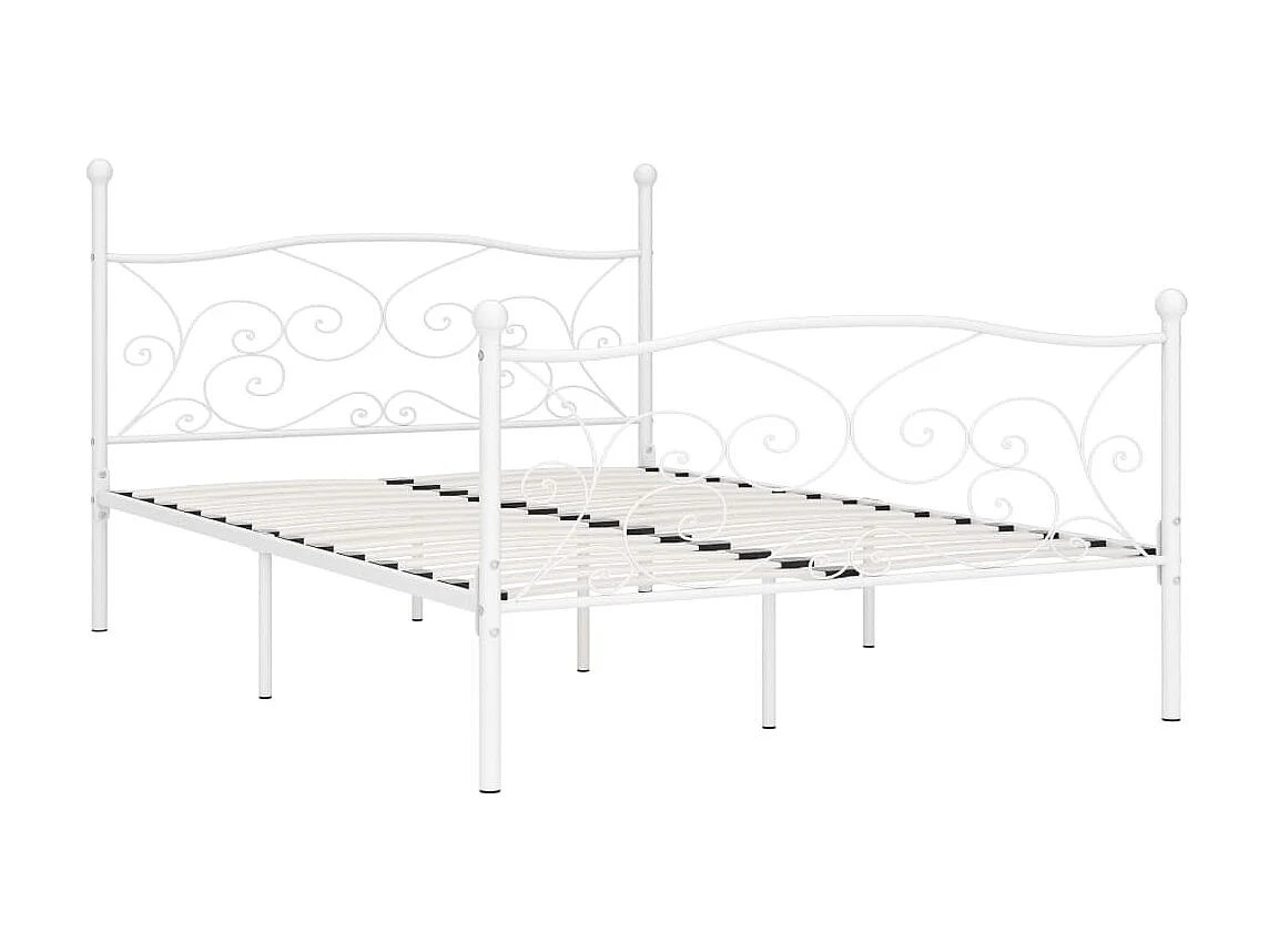 Lit-140x200 cm et sommier à lattes Blanc Métal EGGB89180