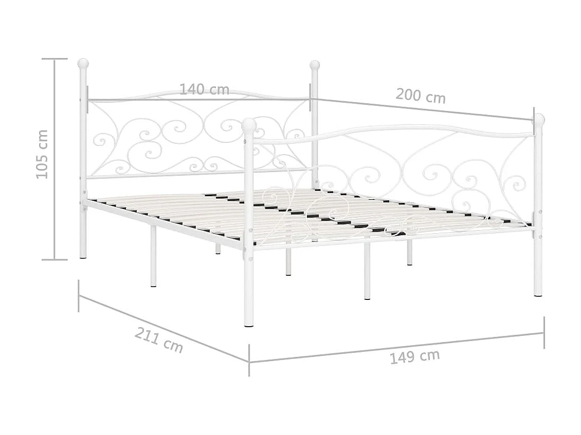 Lit-140x200 cm et sommier à lattes Blanc Métal EGGB89180