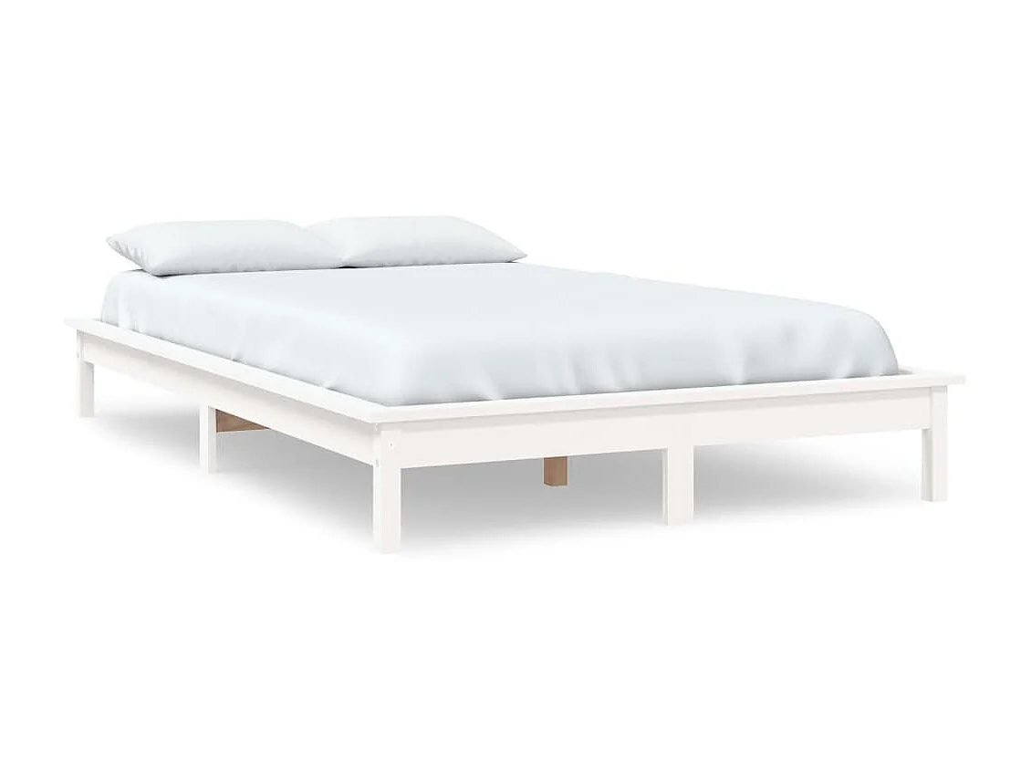 Lit-200x200 cm blanc bois de pin massif EGGB31208