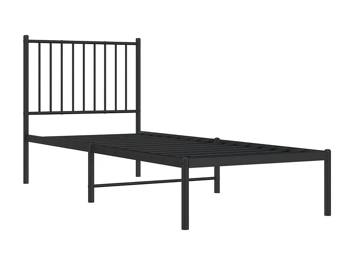 Cama com cabeceira 75x190 cm metal preto PT317301