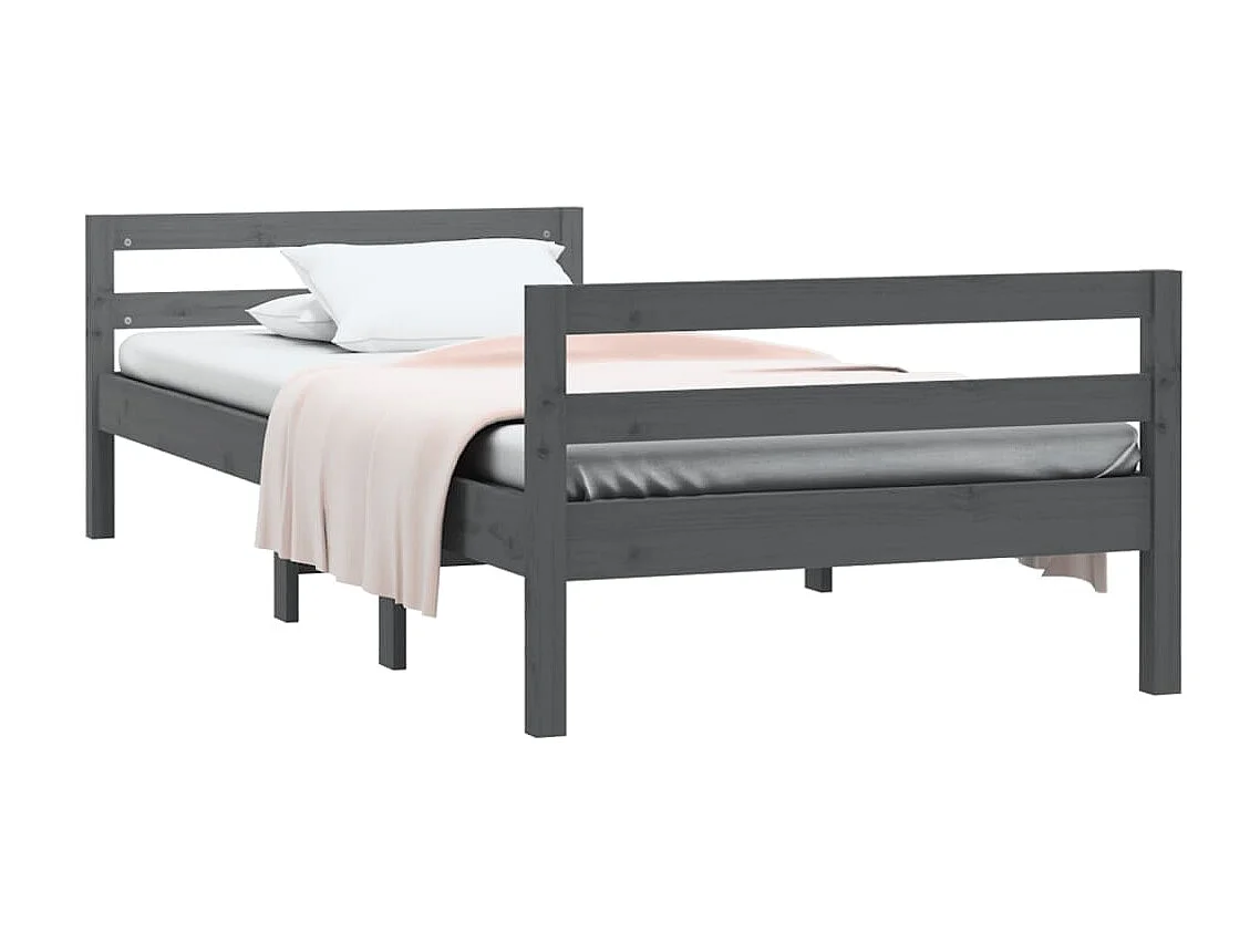 Bedframe massief grenenhout grijs 90x200 cm NL96989