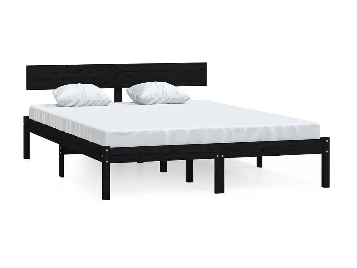 Lit-120x200 cm Noir Bois de pin massif EGGB54071