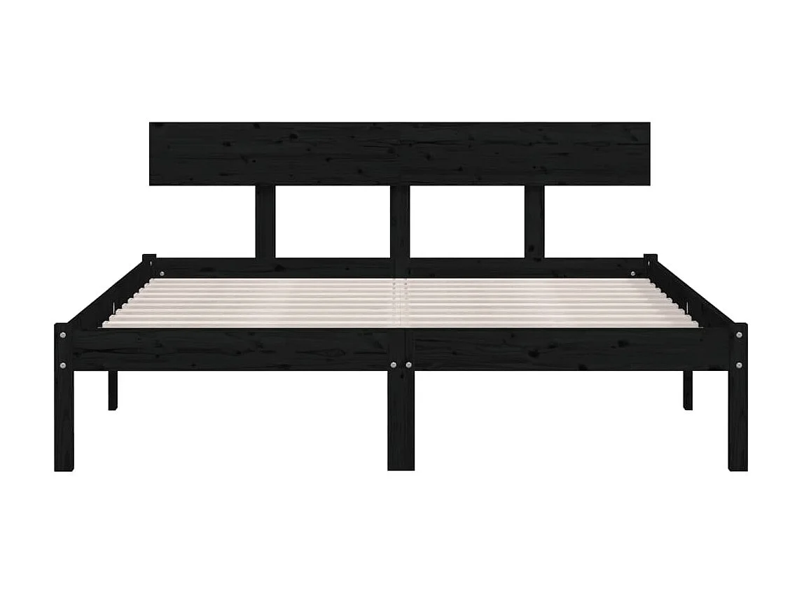 Lit-120x200 cm Noir Bois de pin massif EGGB54071