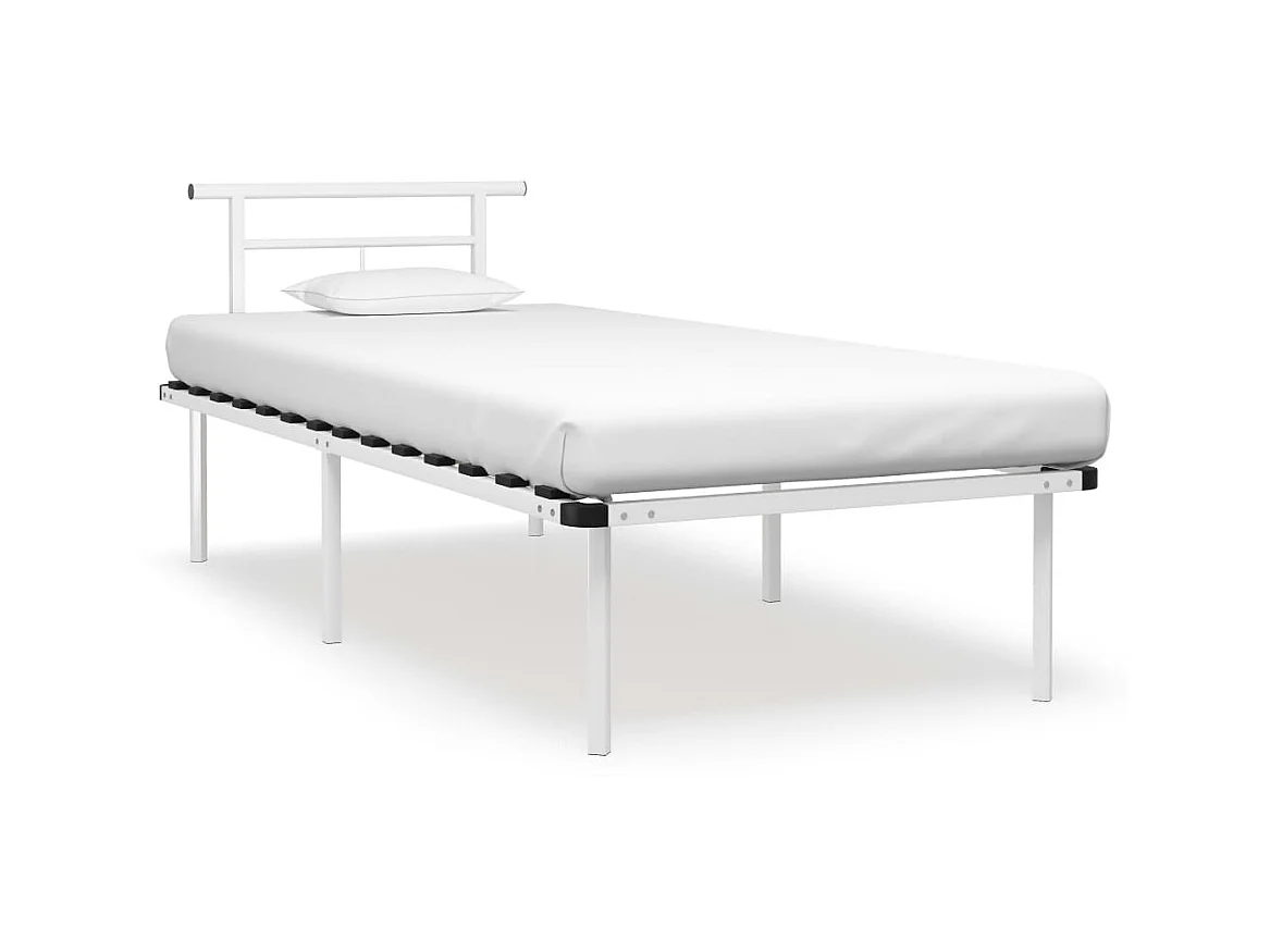 Lit-90x200 cm Blanc Métal EGGB22828