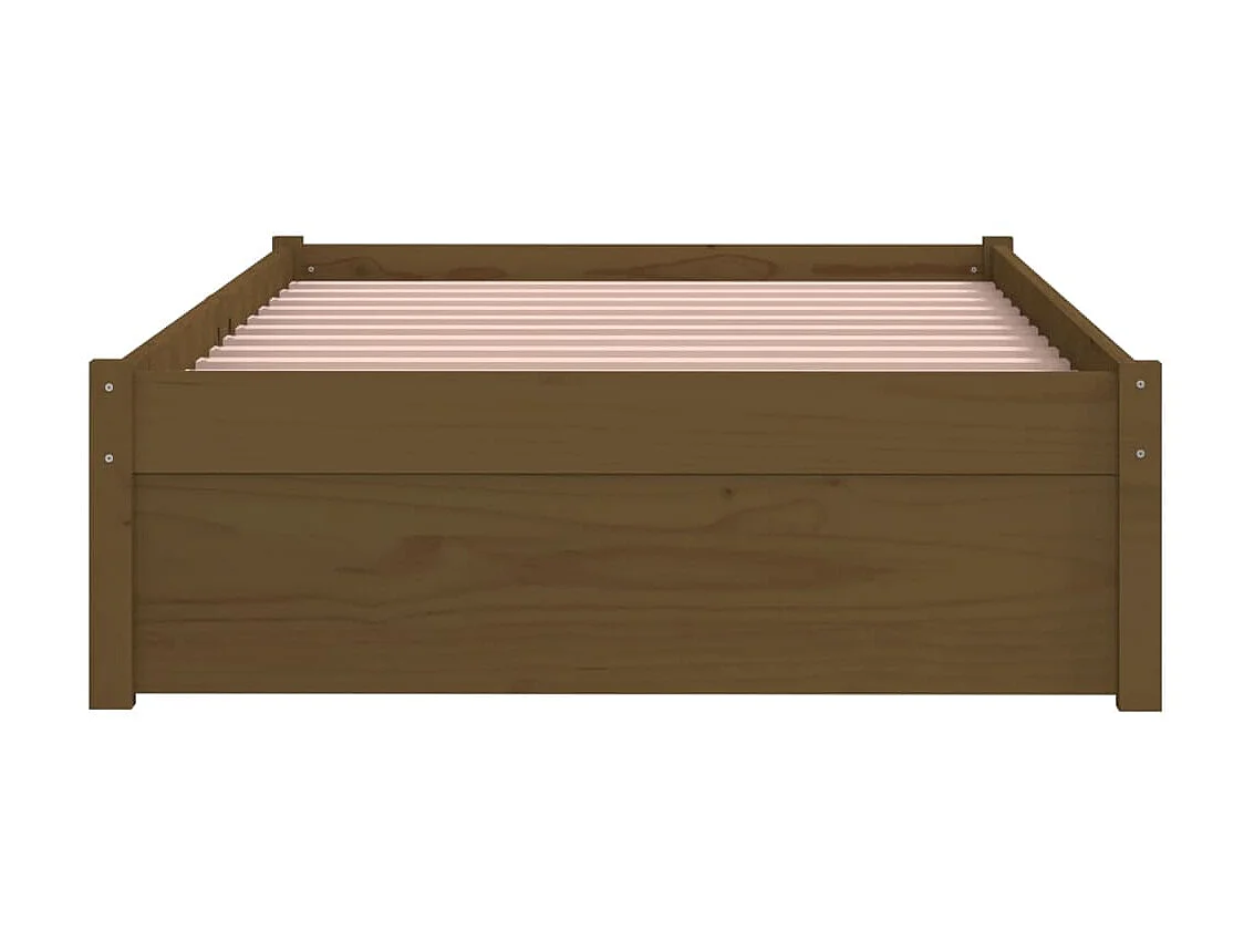 Lit-90x190 cm Marron miel Bois massif Simple EGGB30600