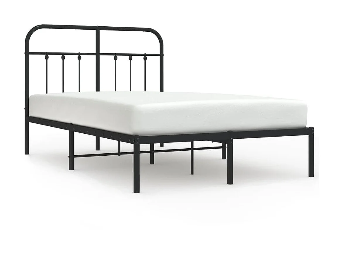 Lit-120x200 cm métal avec tête de lit noir EGGB51123