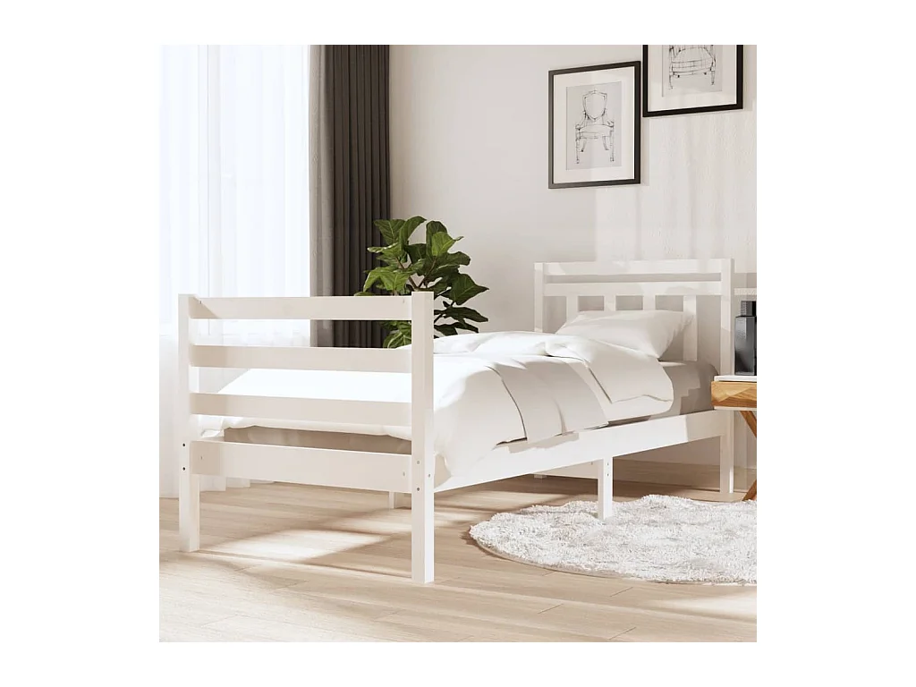 Lit-90x200 cm blanc bois massif EGGB34904