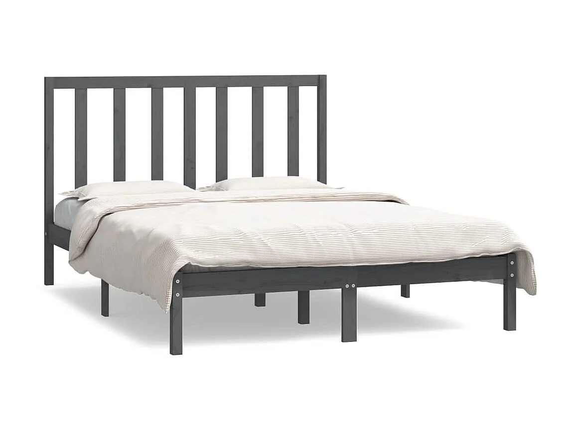 Bedframe massief grenenhout grijs 135x190 cm NL50754
