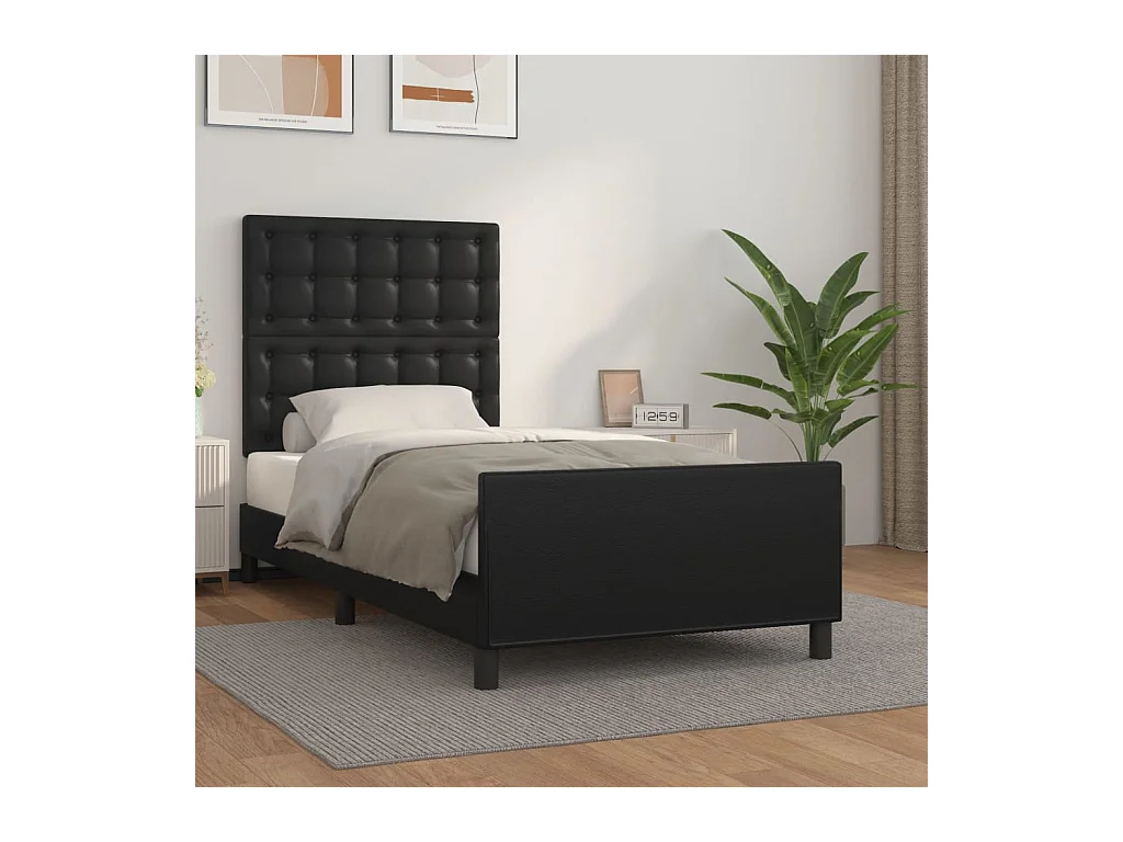 Lit-80x200 cm avec tête de lit Noir Similicuir EGGB66183