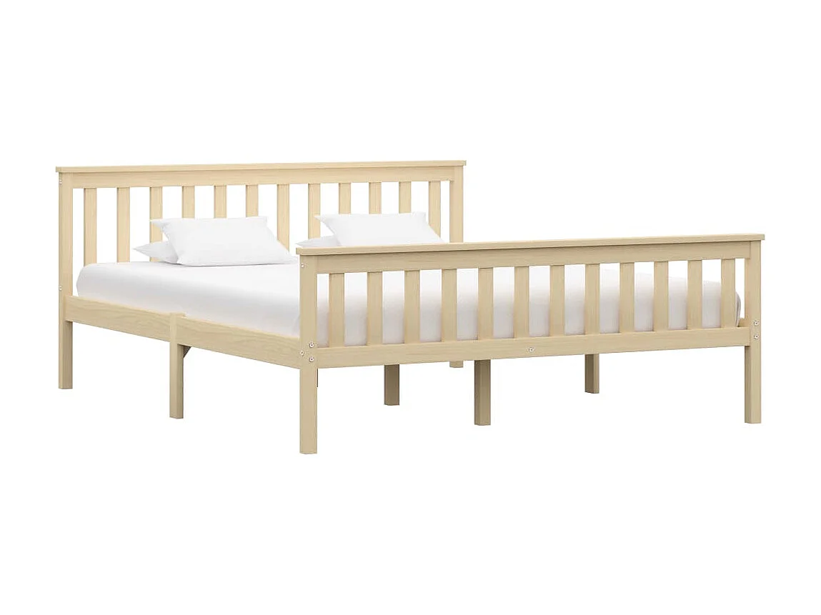 Lit-160x200 cm bois clair bois de pin massif EGGB99239