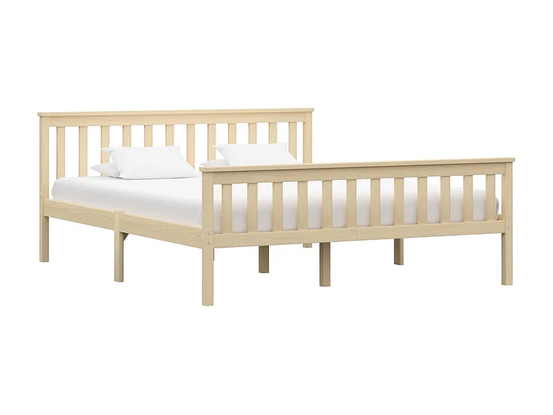 Lit-160x200 cm bois clair bois de pin massif EGGB99239