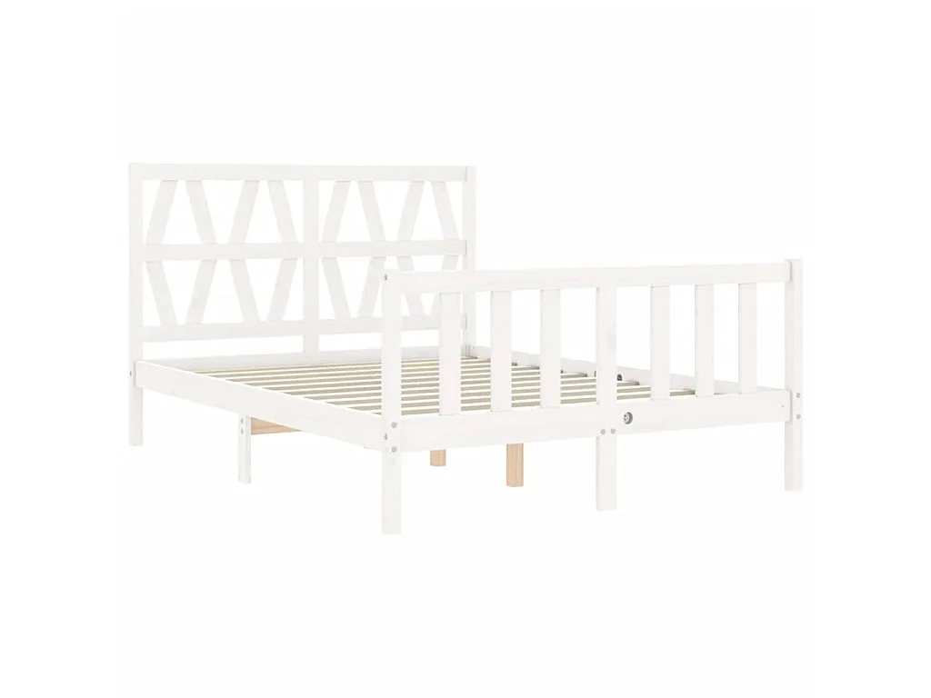 Bedframe met hoofdbord massief hout wit NL21646