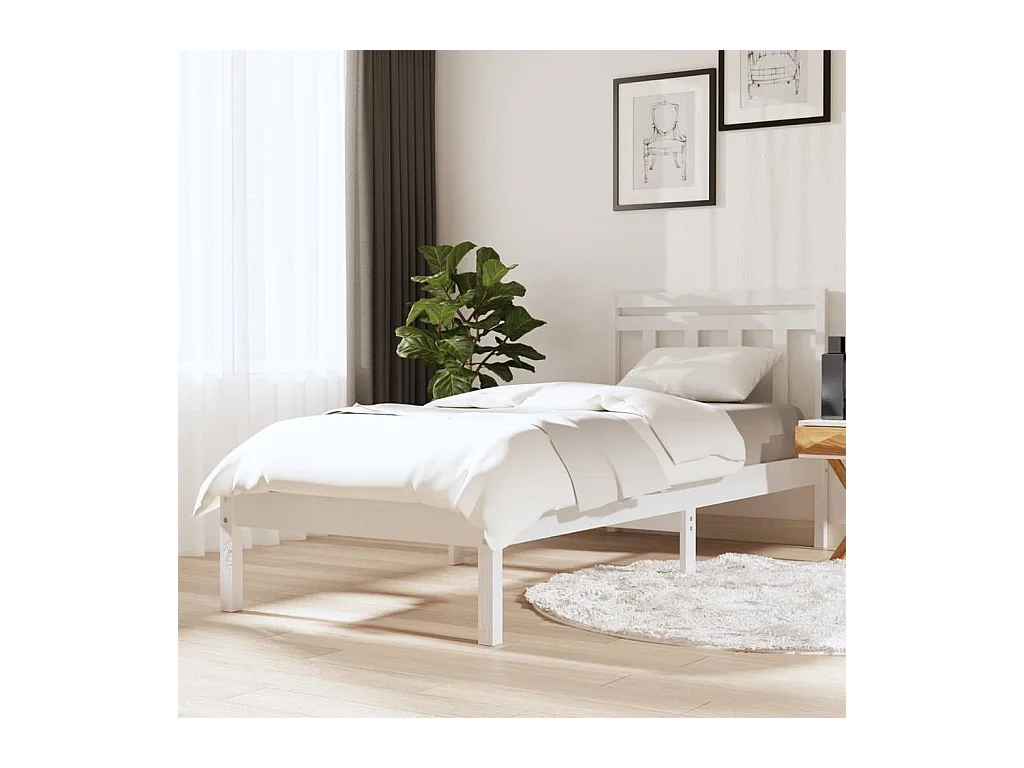 Lit-90x200 cm Blanc Bois de pin massif EGGB53476
