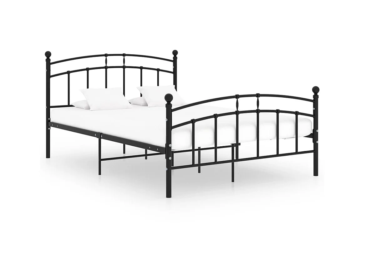 Lit-200x200 cm Noir Métal EGGB45127