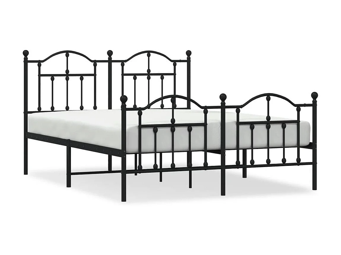 Cama com cabeceira e pés 140x200 cm metal preto PT508175