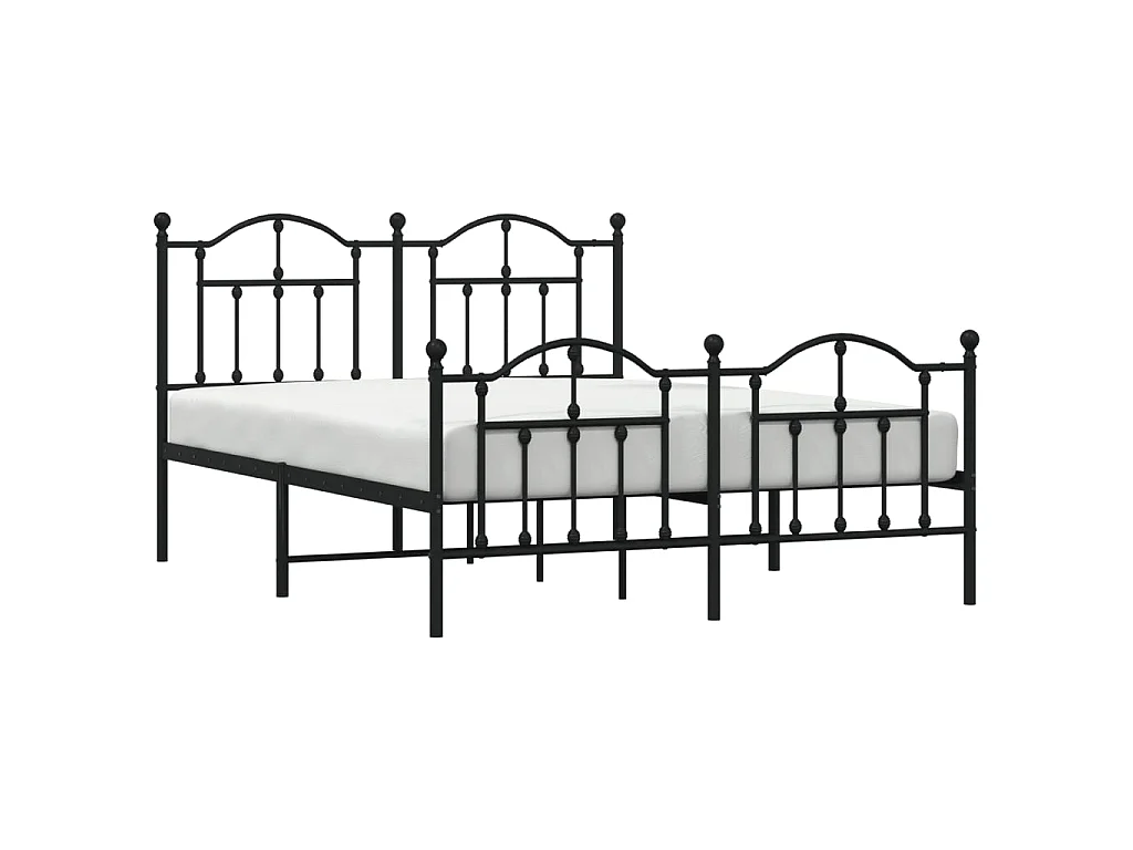 Cama 140x200 cm cabecero y estribo metal negro ES90428