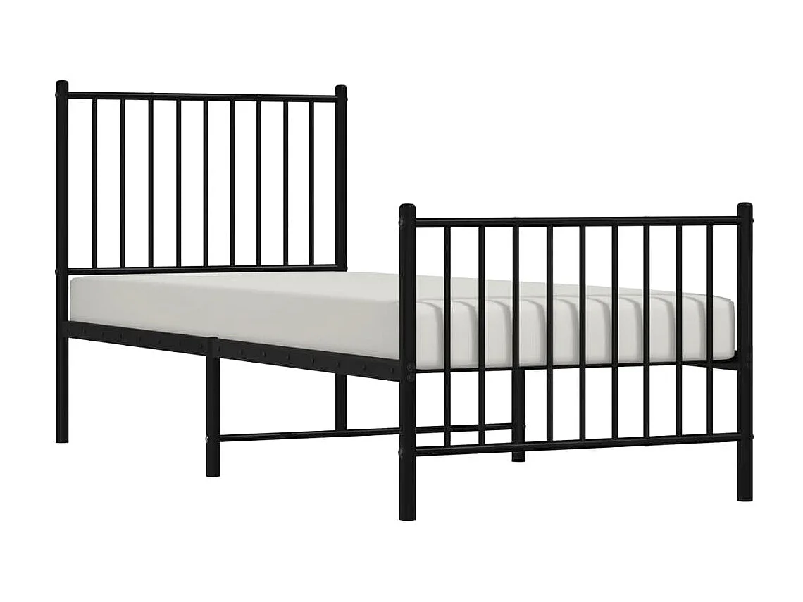 Cama 75x190 cm con cabecero y estribo metal negro ES12733