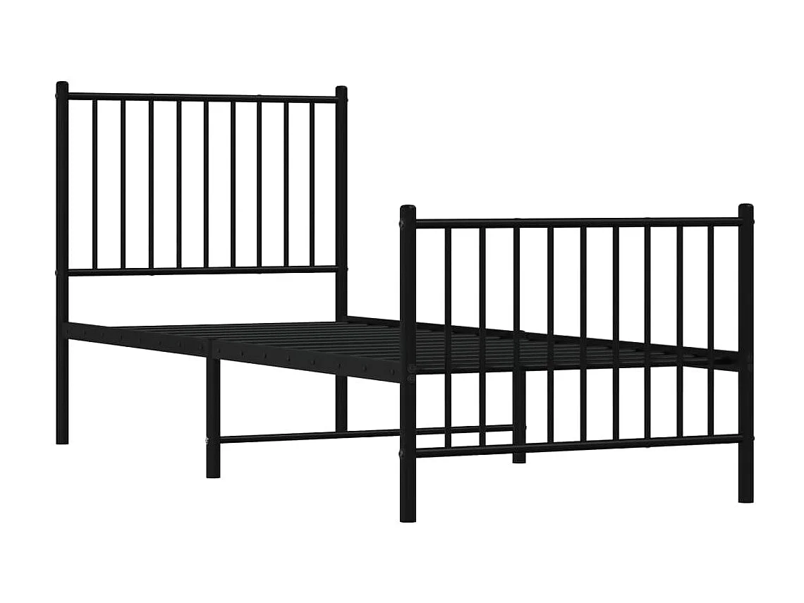 Cama 75x190 cm con cabecero y estribo metal negro ES12733