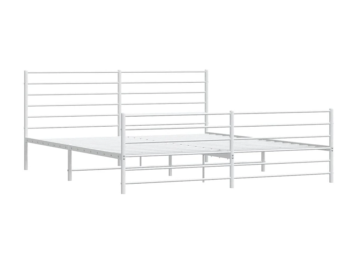 Cama com cabeceira e pés 200x200 cm metal branco PT328114