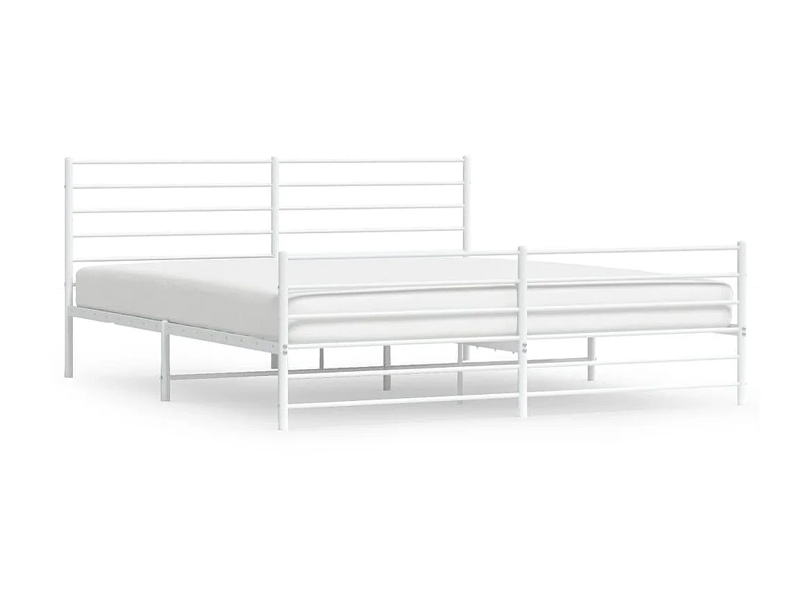 Cama com cabeceira e pés 200x200 cm metal branco PT328114