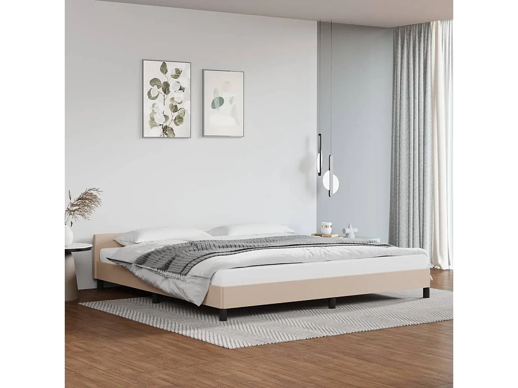 Lit-200x200 cm avec tête de lit Cappuccino Similicuir EGGB96672