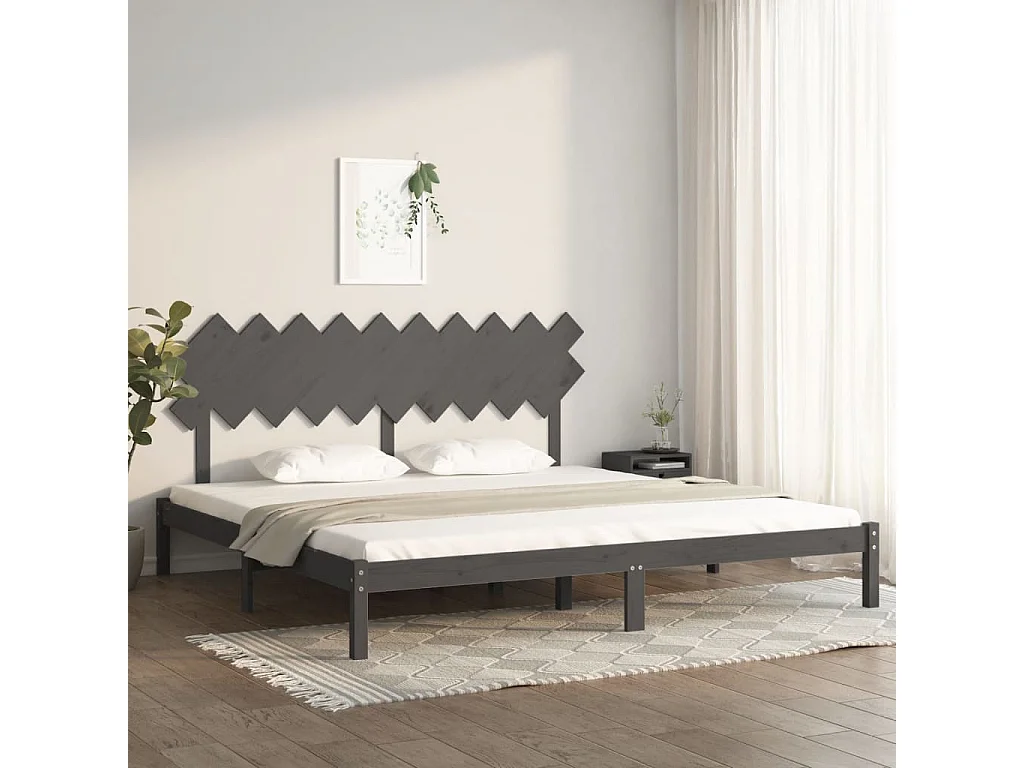 Bedframe massief hout grijs 200x200 cm NL43967