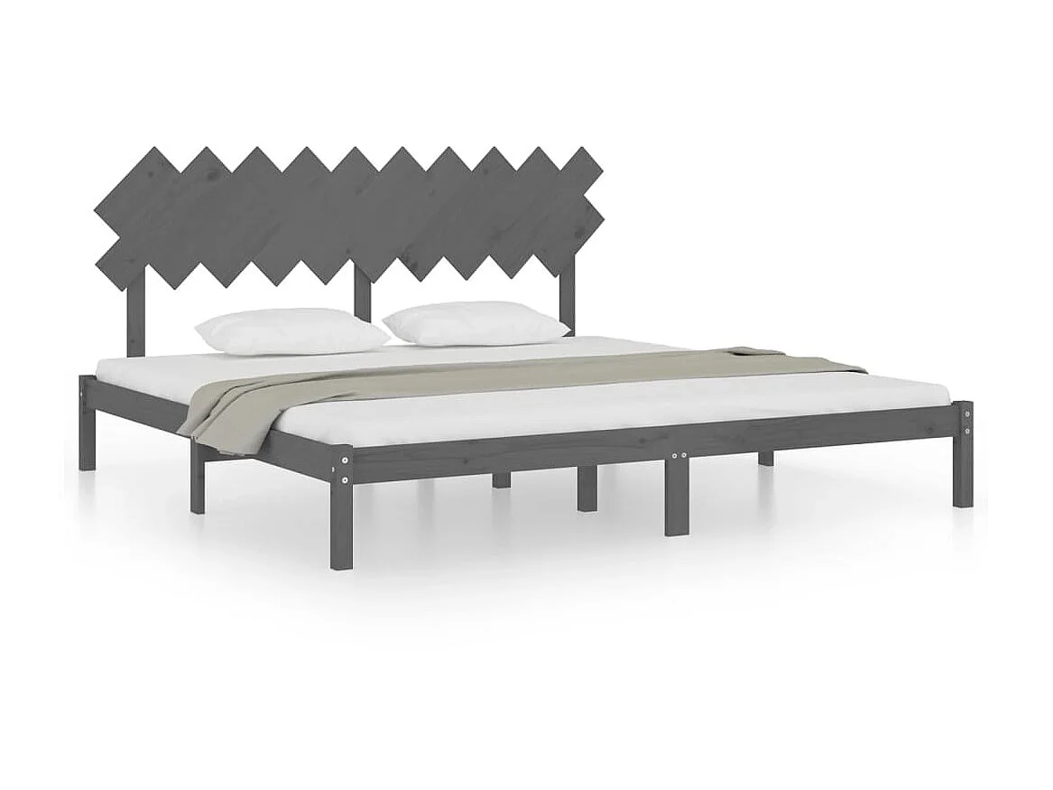 Bedframe massief hout grijs 200x200 cm NL43967
