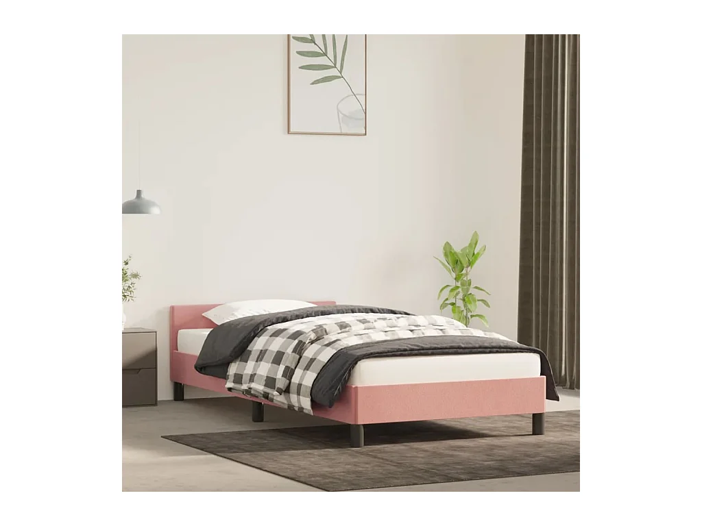 Lit-80x200 cm avec tête de lit Rose Velours EGGB74909