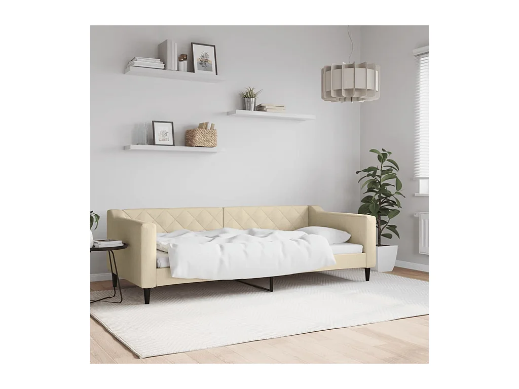 Sofá cama tela color crema 90x200 cm ES357234
