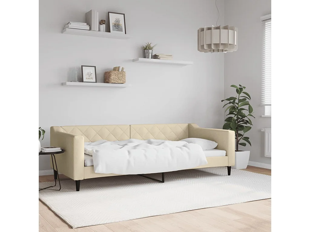 Sofá-cama 90x200 cm tecido cor creme PT588108