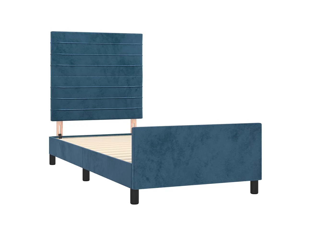 Lit-80x200 cm avec tête de lit Bleu foncé Velours EGGB63300