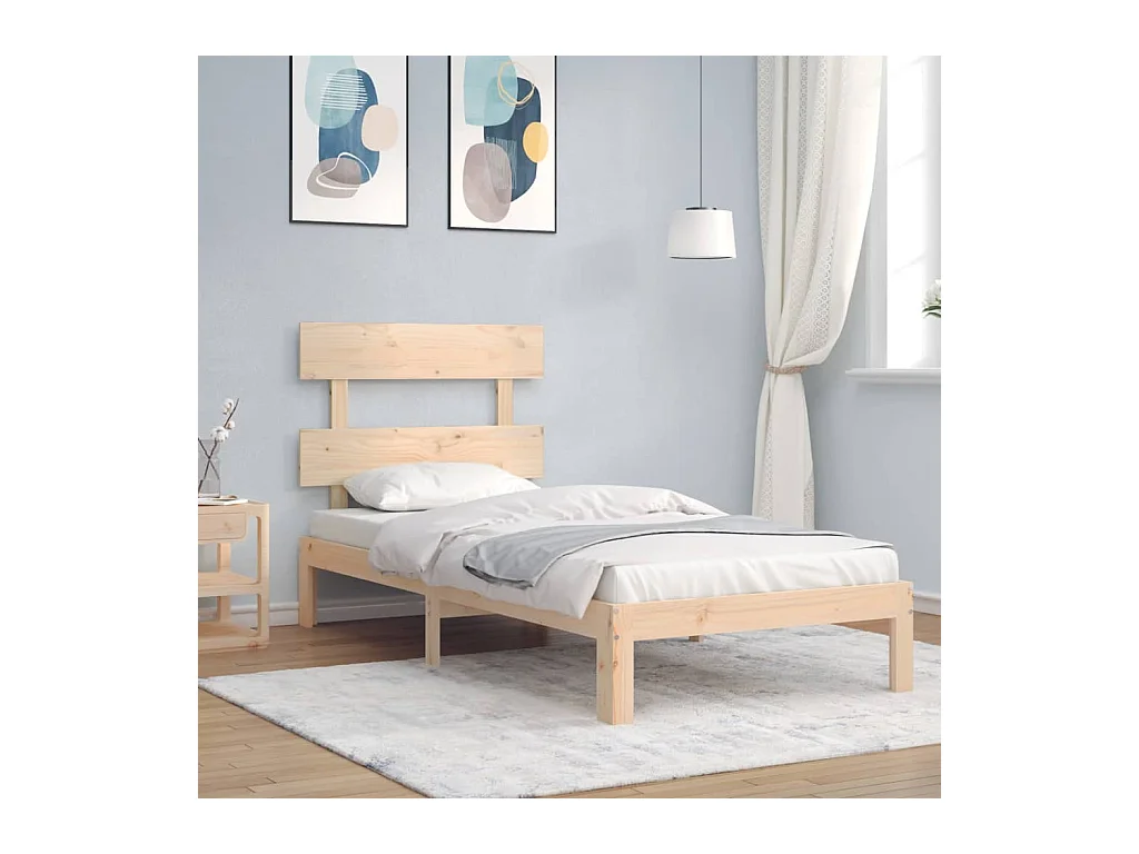 Lit-90x200 cm avec tête de lit bois massif EGGB60823