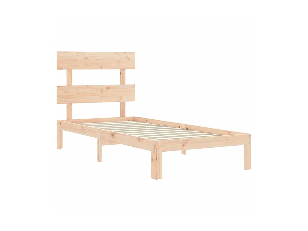 Bedframe met hoofdbord massief hout 90x200 cm NL43191