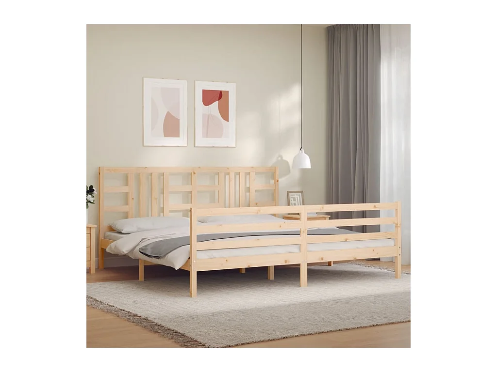 Lit-200x200 cm avec tête de lit bois massif EGGB93153