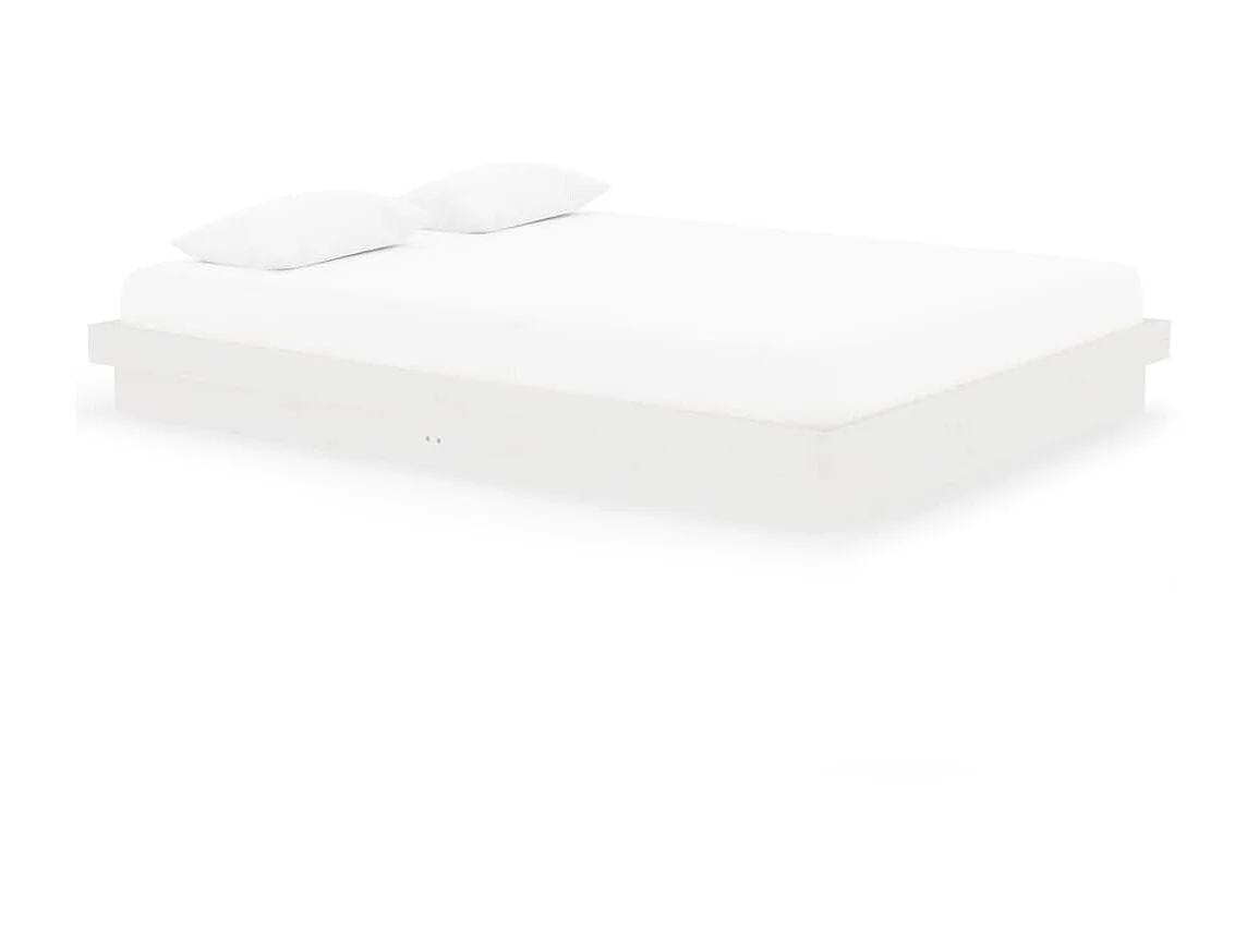 Cama king 150x200 cm madeira maciça branco PT173724