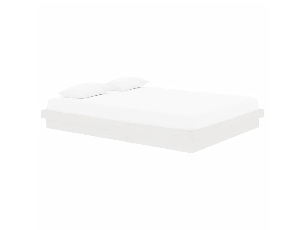 Cama king 150x200 cm madeira maciça branco PT173724