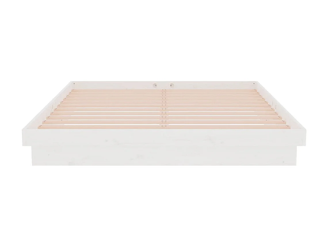 Cama king 150x200 cm madeira maciça branco PT173724