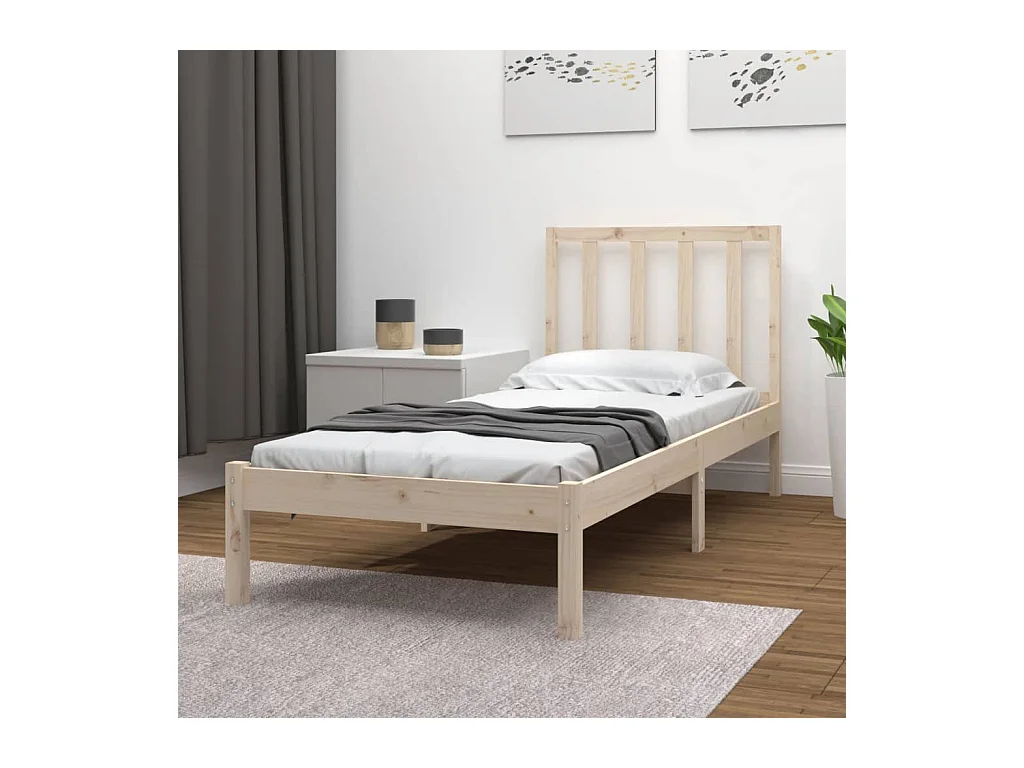 Lit-75x190 cm bois de pin massif petit simple EGGB44817