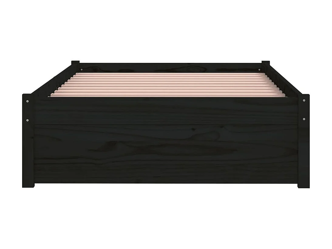 Cama 90x190 cm individual madera maciza negra ES18236