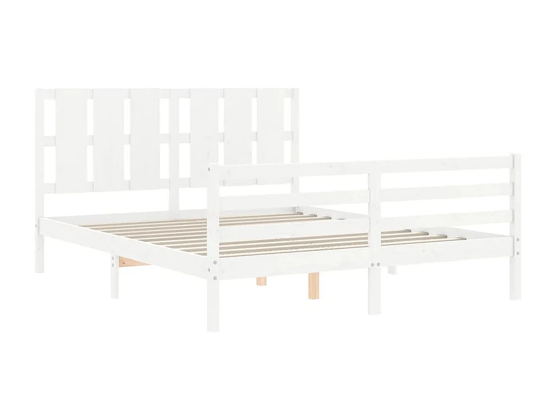 Cama King Size com cabeceira madeira maciça branco PT630675